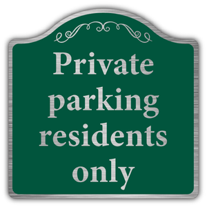 Private Parking Residents Only - Prestig 250 x 250 mm - 3mm Brushed Aluminium Com
