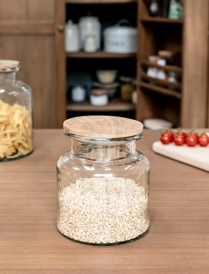 Hawling Storage Jar with Wooden Lid - Glass, Clear, Small