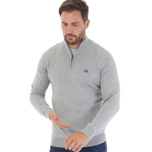 Crew Clothing Mens 1/2 Zip Neck Jumper Grey Marl