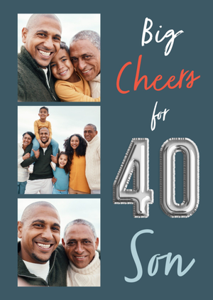 Big Cheers For 40 Son Balloon Numbers Photo Upload Birthday Card