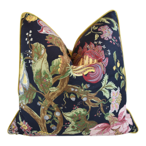 Designer Braemore Jacobean Botanical Floral Feather/Down Pillow 24" Square