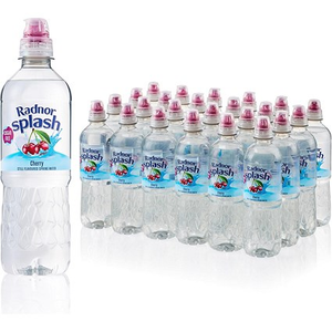 Radnor Splash Sugar Free Cherry Flavoured Water, Sports Cap Plastic Bottles, 500ml, Pack of 24