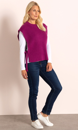 Knitted Side Tie Tabard - Pink