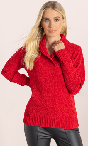 Chenille Collar Jumper - Red