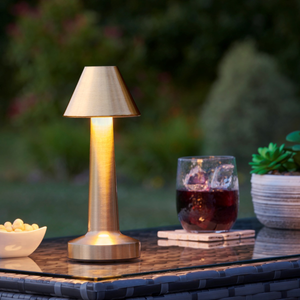 Auraglow Brushed Brass Rechargeable Table Lamp - BOSTON
