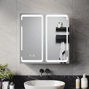 ELEGANT 590 x 600mm LED Bathroom Mirror Cabinet with Shaver Socket 2 Doors