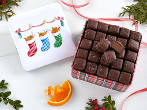 Dark Chocolate Sea Salt Caramels- Stockings tin