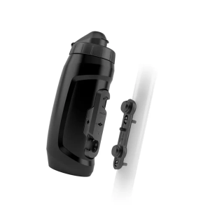 TWIST Technology bottle with removeable dirt cap and connector - includes Bike mount for bottle cage Solid Black 590ml