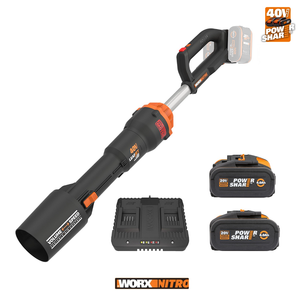 WORX 40V (2x20V) NITRO LEAFJET Leaf Blower - Brushless | 2x 4Ah POWERSHARE Kit | WG585E.B4