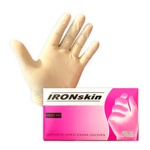 Ironskin Powder Free Latex Gloves Medium 1000pcs Past Exp