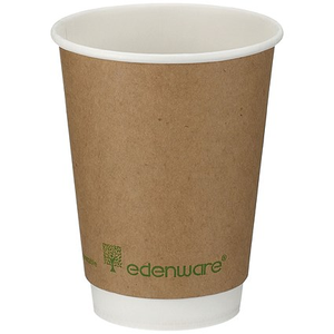 Edenware Double Wall PLA Lined Coffee Cup, 350ml, Kraft, Pack of 500