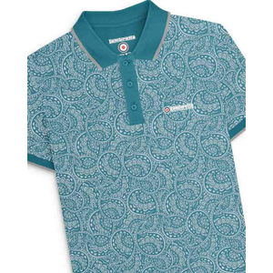 Lambretta Mens Paisley Tonal Polo Shirt - XL / Gulf Coast
