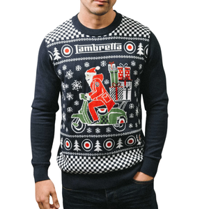 Lambretta Mens Christmas Jumper - M / Navy/Santa