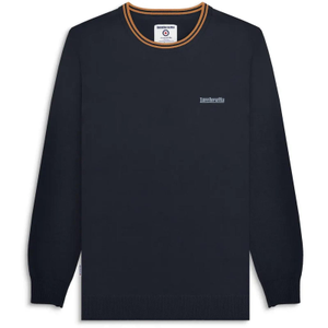 Lambretta Mens Knitted Tipped Long Sleeve Jumper - 3XL / Navy/Tobacco