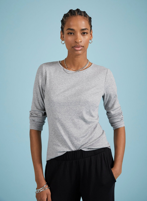 Krystea Luxe Crew Neck Top - UK 10 | EU 36 | US 06 / Grey Marl