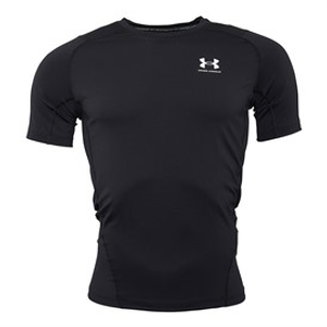 Under Armour Mens UA HG Heat Gear Armour Compression Short Sleeve Top Black/White