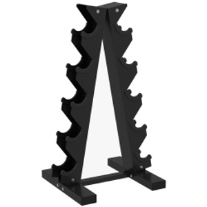 SPORTNOW Soporte de Almacenamiento para Mancuernas de Acero para Entrenamiento en Gimnasio Hogar Carga 100 kg 35x33x66 cm Negro