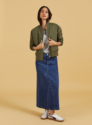 Nia Organic Stretch Denim Long Skirt - UK 10 | EU 36 | US 06 / Dark Indigo