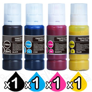 4-Pack Compatible for Epson EcoTank Sublimation Ink Bottle 100ml Combo [1BK,1C,1M,1Y]