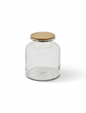 Hawling Storage Jar with Wooden Lid - Glass, Clear, Medium