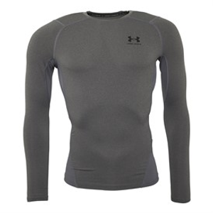 Under Armour Mens UA HG Heat Gear Armour Compression Long Sleeve Top Carbon Heather/Black