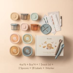 4oz*6 Pack + 8oz*4 Pack + 2 Spoons / No Silicone Baby Food Containers