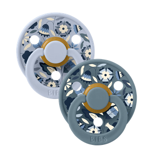 Bibs x Liberty Colour Bobo Latex Pacifier (2 Pack, Size 2) - Dusty Blue Mix