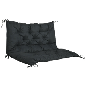 Outsunny 2 Seater Bench Cushion - Garden Chair Cushion with Back and Ties for Indoor and Outdoor Use, 98 x 100 cm, Black