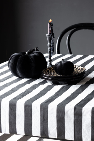 Black & White Striped Paper Tablecloth