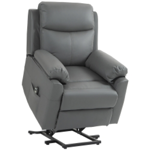 HOMCOM Faux Leather 70° Electric Riser Recliner Chair, Charcoal Grey