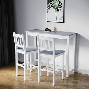 ELEGANT Solid Pine Wood 3 Piece Dining Table Set Furniture Grey White