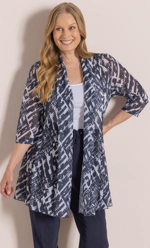 Anna Rose Printed Cover Up - Navy/White