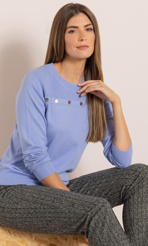 Stud Trim Long Sleeve Jumper - Lilac