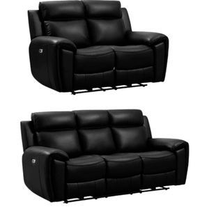 Annecy Leather Black Electric Recliner 3+2 Seater Sofa Set