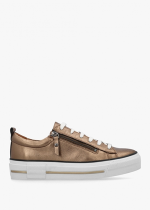 Filician Gold Leather Side Zip Trainers