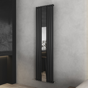 Florence Designer Mirror Oval Panel Radiator - Black