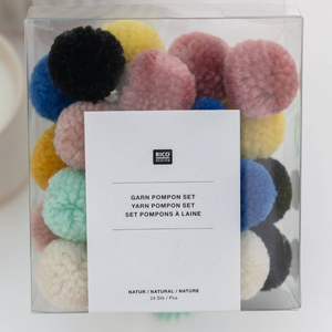 Rico Yarn Pompon Set of 24 Natural Mix