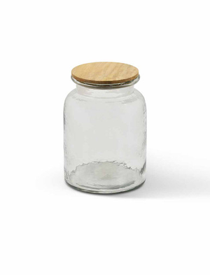 Hawling Storage Jar with Wooden Lid - Glass, Clear, Large