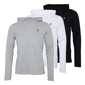 Brave Soul Mens Huffle Hoodie Black/White/Light Grey Marl