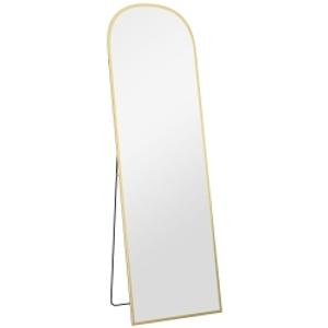 HOMCOM Espejo de Cuerpo Entero 50x170 cm Independiente o Pared con Marco de Aleación de Aluminio y Soporte Dorado