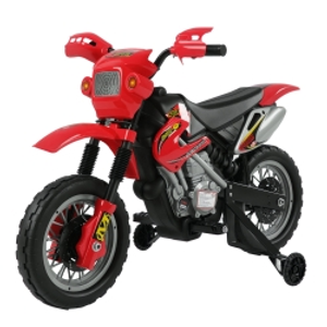 HOMCOM Moto Electrica Infantil Bateria 6V Recargable Niños 3+ Años Cargador y Ruedas Apoyo 102x58x66 cm Color Rojo