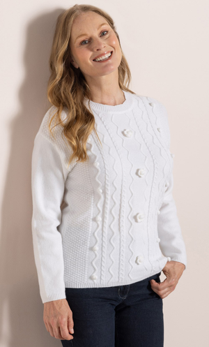 Anna Rose Flower Applique Jumper - Ivory