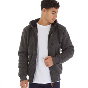 Onfire Mens Fleece Lined Zip Through Hoodie Black