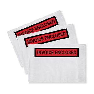 1000PCS 'INVOICE ENCLOSED' 115mm x 150mm Doculopes Sticker Pouch Document Envelope - Clear