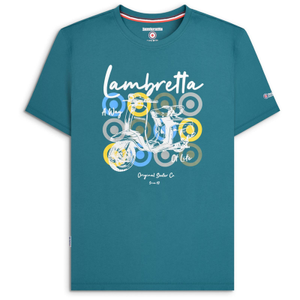 Lambretta Mens Scooter Brand Short Sleeve Cotton T-Shirt - 2XL / Gulf Coast