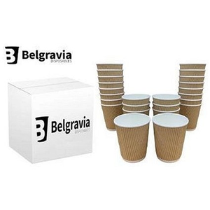 Belgravia Triple Walled Ripple Paper Cups, 350ml, Kraft, Pack of 25