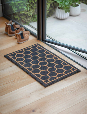 Doormat Hexagon - Coir, Charcoal, Small