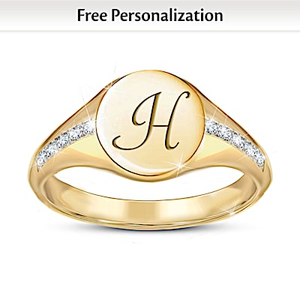Signature You Signet Personalized Ring 18K-Gold Plated