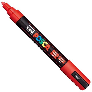 Posca PC-5M Paint Marker Water Based Medium Line Width 1.8 mm - 2.5 mm Red (Single Pen) - 286617000