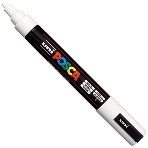 Posca PC-5M Paint Marker Water Based Medium Line Width 1.8 mm - 2.5 mm White (Single Pen) - 286518000